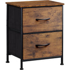 Wlive Night Stand, Small Dresser With 2 Drawers & Wooden Top, Nightstand With Fabric Bins, Bedside Table End Table For Bedroom, Closet, Entryway, College Dorm, Rustic Brown