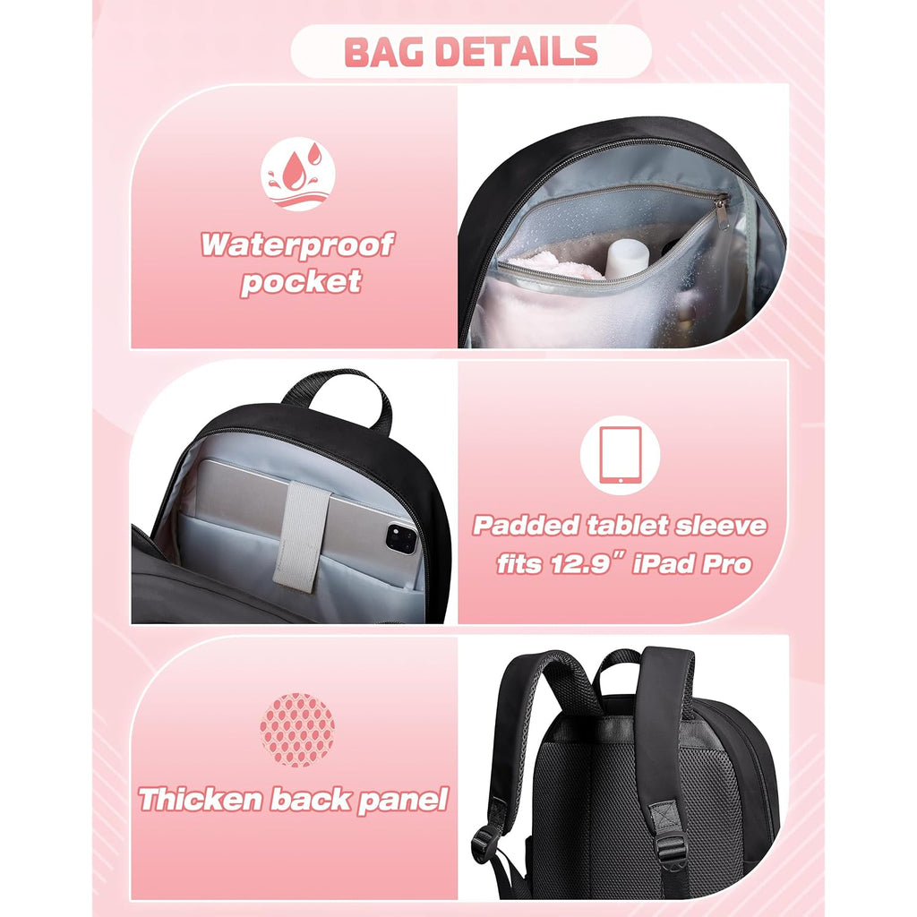 Women Mini Backpack With Wet Pocket And Rfid Blocking Pocket, Small Backpack Purse For Gym, Work, College Or Travel, Black