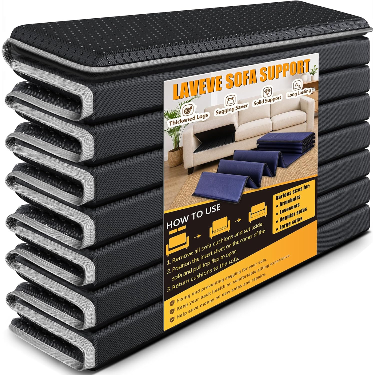 Laveve Heavy Duty Couch Cushion Support Board For Sagging Sofa, 21.5''X48'' Extra Thick Solid Wood Under Couch Insert With Anti-Slip Dots, Repair Sagging Spring Sofa And Replace Worn Cushions
