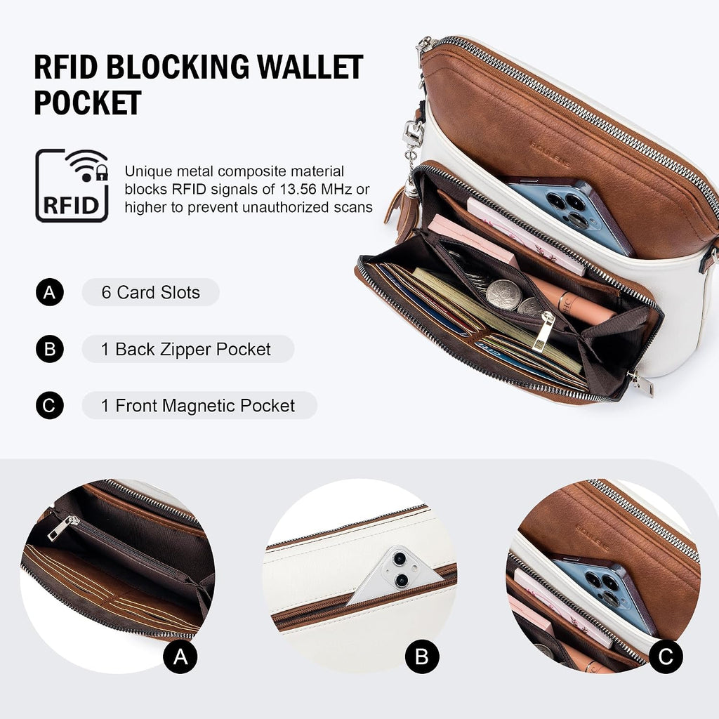 Roulens Crossbody Purse For Women Vegan Leather Medium Crossbody Wallet Bag For Travel Women Shoulder Handbags With Tassel
