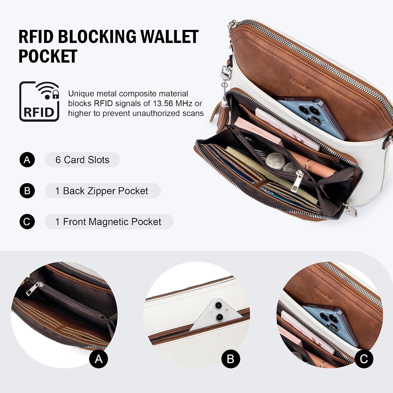 Roulens Crossbody Purse For Women Vegan Leather Medium Crossbody Wallet Bag For Travel Women Shoulder Handbags With Tassel