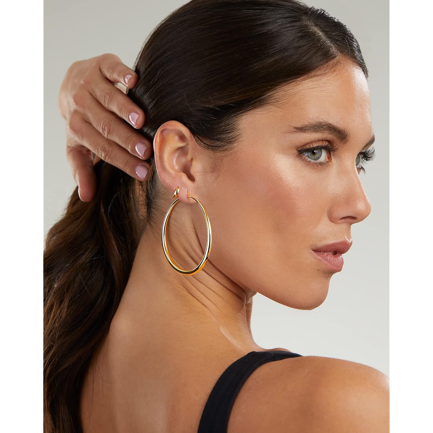 MILLA 14K Gold Hoop Earrings For Women, Silver Hoop Earrings & Rose Gold Earrings with Graduated Curvature
