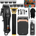 Hair Clippers for Men with LED Display, 4-Piece Cordless Grooming Kit with Hair Clipper, Beard Trimmer, Foil Shaver & Nose Trimmer, Complete Set for Home Barber