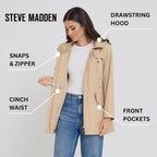 Steve Madden Rain Jacket Women - Waterproof With Hood Anorak Rain Coats For Women Windbreaker Plus Size Xs-3X