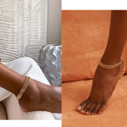 Foxgirl Gold Ankle Bracelets for Women 14K Gold Plated/Silver Anklets for Women Waterproof Minimalist Cuban Link Anklets Set Dainty Layered Ankle Bracelets Anklets for Women Gold Anklet Jewelry Gifts