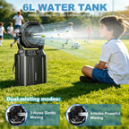 Portable Misting Fan 20000Mah Rechargeable Battery, 6L Bucket Outdoor Mist Fans Patios Cooling, Camping Fan With Led Light Modes & Stepless Speed Control, 4 Spray Mister, Timer Function(Black)