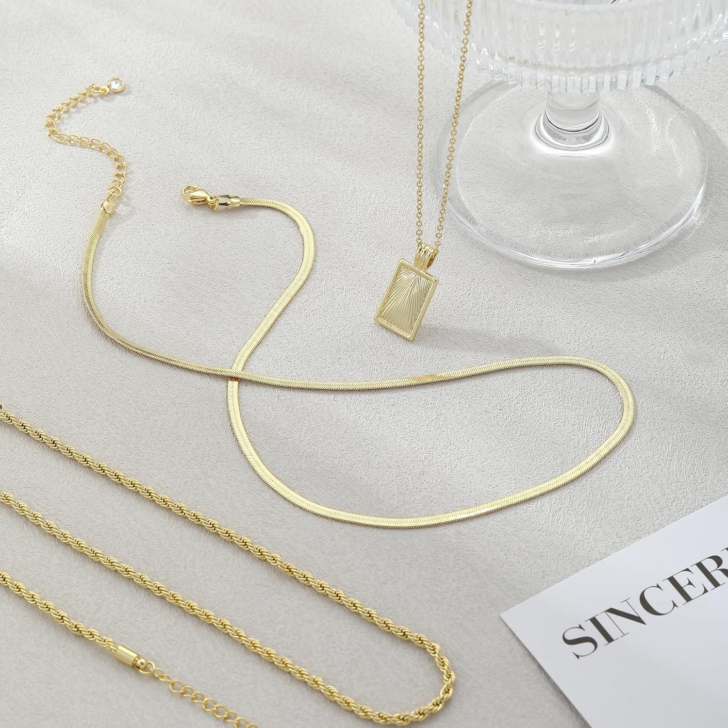 Layered Gold Silver Necklaces for Women, Stackable Stack 14K Real Gold Plated Silver Chain Necklace Diamond Circle CZ Layering Pendant Necklaces Trendy Gold Jewelry Set Gifts