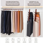 Pants Hangers Space Saving - 2 Pack European Beechwood Scarf And Jean Hangers - Closet Organizer And Space Saver Pant Rack, Leggings Hanger, And Scarf Holder With 360° Swivel Hook