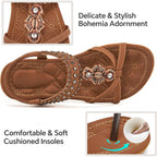 Alicegana Womens Sandals Shoes Comfort Walking With Non Slip On Casual Summer 2026 Shoes Dress Ankle Elastic Jeweled Bohemian Flats Vacation Wedding