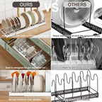 Magheo 2 Pack Expandable Food Storage Container Lid Organizers, 22" Pots And Pans Organizer Under Cabinet With 9 Adjustable Dividers Pot And Pan Lid Holders Rack Inside Cabinet(White)
