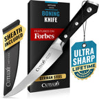 Cutluxe Curved Boning Knife – 6" Boning Knife For Meat Cutting, Filleting – High Carbon German Steel, Full Tang & Ergonomic Handle Design – Artisan Series