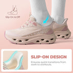 Allswifit Women'S Slip On Walking Shoes Cushioning Hands Free Non Slip Breathable Comfort Workout Running Jogging Gym Athletic Tennis Moveslide Fashion Sneakers