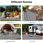 Olanly Waterproof Outdoor Rug 5X8 Ft, Outdoor Plastic Straw Rug For Camping, Rv Mat Outside, Indoor Outdoor Carpet For Porch, Deck, Backyard, Balcony, Picnic, Black & White