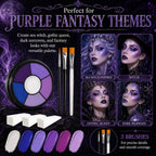 Bobisuka Purple Cream Face & Body Paint Palette Kit With 3 Brushes 3 Sponges, Highly Pigmented Easy To Blend Long Lasting Makeup For Ursula, Witch, Gothic Queen Celebrations Costume & Theme