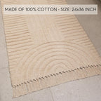 KIBAGA Beautiful Boho Rug with Tassels for Your Bathroom - Soft 2 x 3 ft. Cotton Rug Fits Perfectly Into Your Bath - Washable, Non-Slip Mat Ideal to Enhance Any Modern Home Decor, 24 x 36 inch