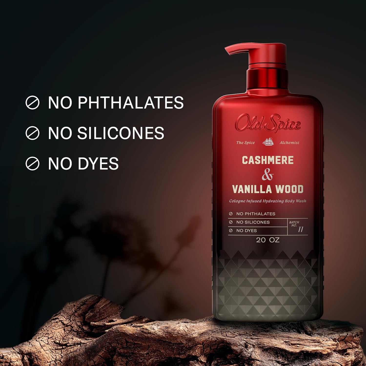 Old Spice Body Wash For Men, The Spice Alchemist Collection, 24/7 Cologne Infused Hydration, No Trade Off Formula, Free Of Phthalates Silicones & Dyes, Cashmere + Vanilla Wood Scent, 20 Oz
