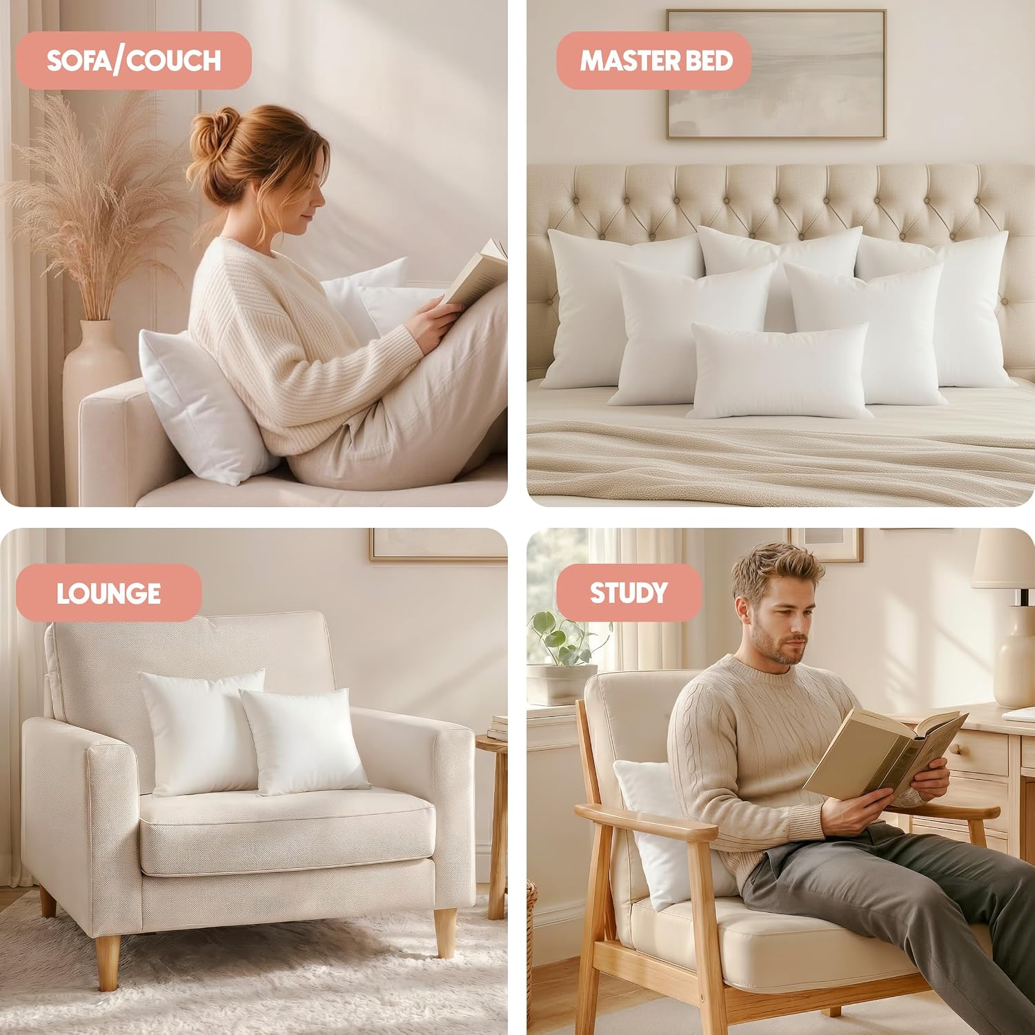Utopia Bedding 18X18 Pillow Inserts, Set Of 2, White – Indoor Decorative Throw Pillows For Bed, Sofa & Couch – Soft, Supportive & Fluffy Cushion Inserts