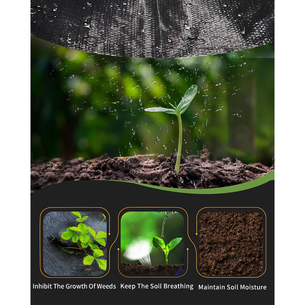2.6Ftx100Ft Weed Barrier Landscape Fabric Heavy Duty Geotextile | Woven Polypropylene, Uv-Stabilized, Water And Air Permeable, Green Alignment Stripes, Suitable Under Gravel And Mulch