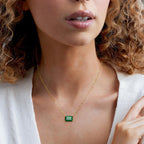 Ross-Simons 7.75 Carat Emerald Paper Clip Link Necklace in 18kt Gold Over Sterling. 18 inches