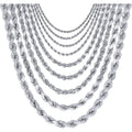 Nuragold 10K White Gold Solid Rope Diamond Cut Chain Necklace 16"-30" (1.5mm-6mm) Made in Italy (Mens Womens Unisex Jewelry