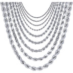 Nuragold 10K White Gold Solid Rope Diamond Cut Chain Necklace 16"-30" (1.5mm-6mm) Made in Italy (Mens Womens Unisex Jewelry