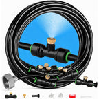Misters For Outside Patio 63Ft(19.2M)+21 Brass Mist Nozzles+A Brass Adapter(3/4") Detachable Outdoor Misting Cooling System For Garden, Waterpark, Greenhouse, Backyard, Fan, Umbrella, Deck, Canopy