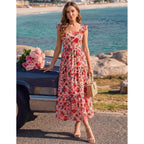 Zesica Women'S Summer Boho Floral Midi Dress 2026 Casual Ruffle Cap Sleeve Beach Wedding Guest Flowy Tiered Long Dresses