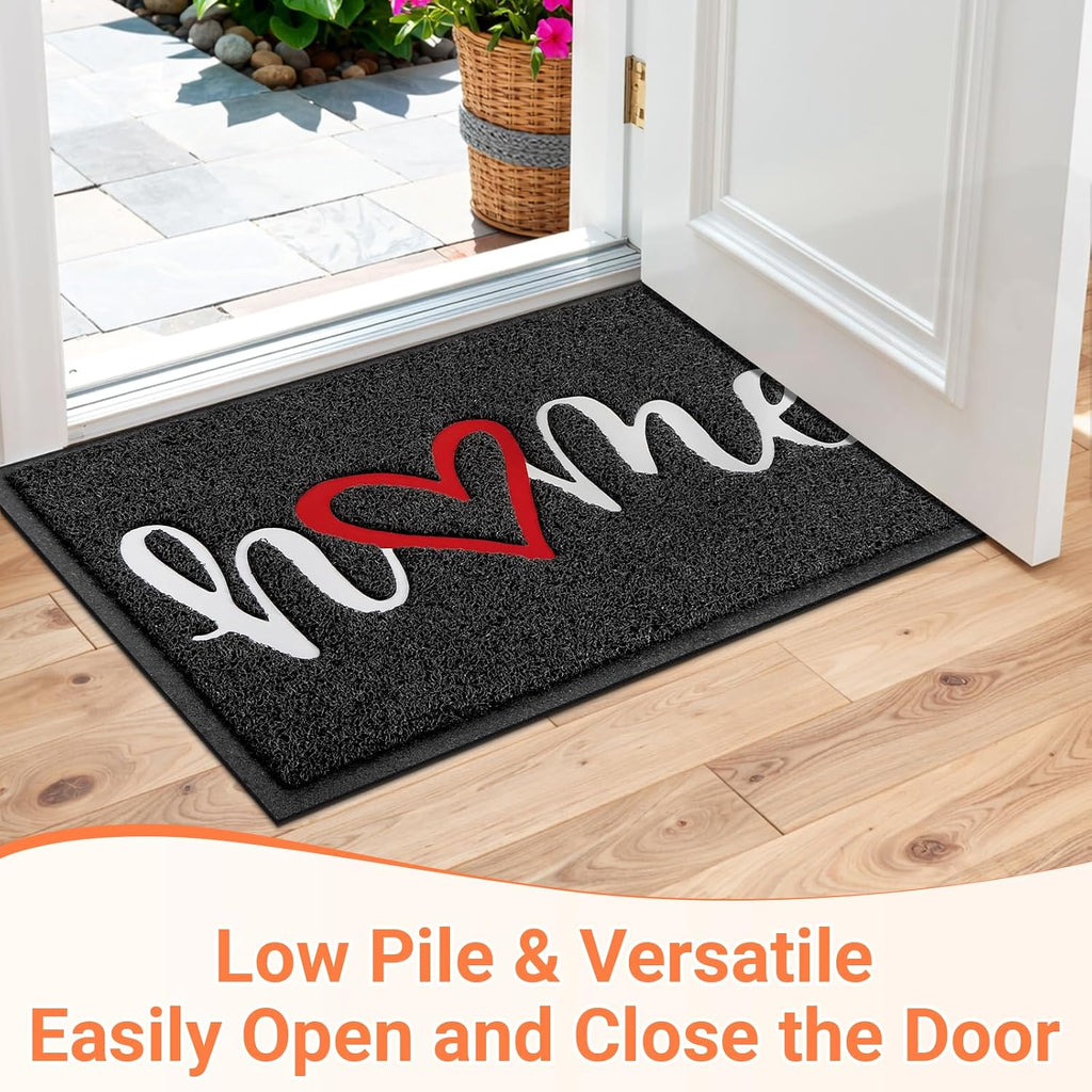 Door Mat Indoor Outdoor Welcome Mat For Entrance, 30X17.5 Black | Heavy-Duty, Low-Profile, Non-Slip, Dirt Trapping Entry Mat, For Home Entrance, Outside Entry, Yard, Floor, Patio, Garage