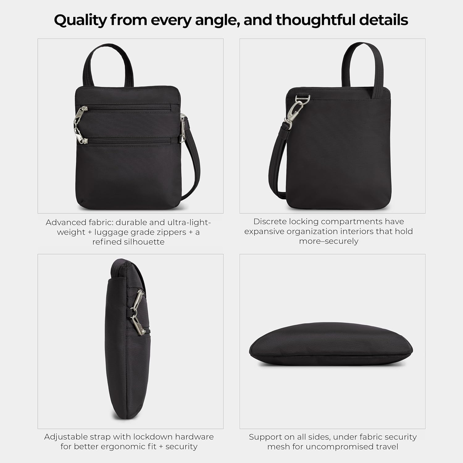 Travelon Anti-Theft Classic Slim Double Zip Crossbody
