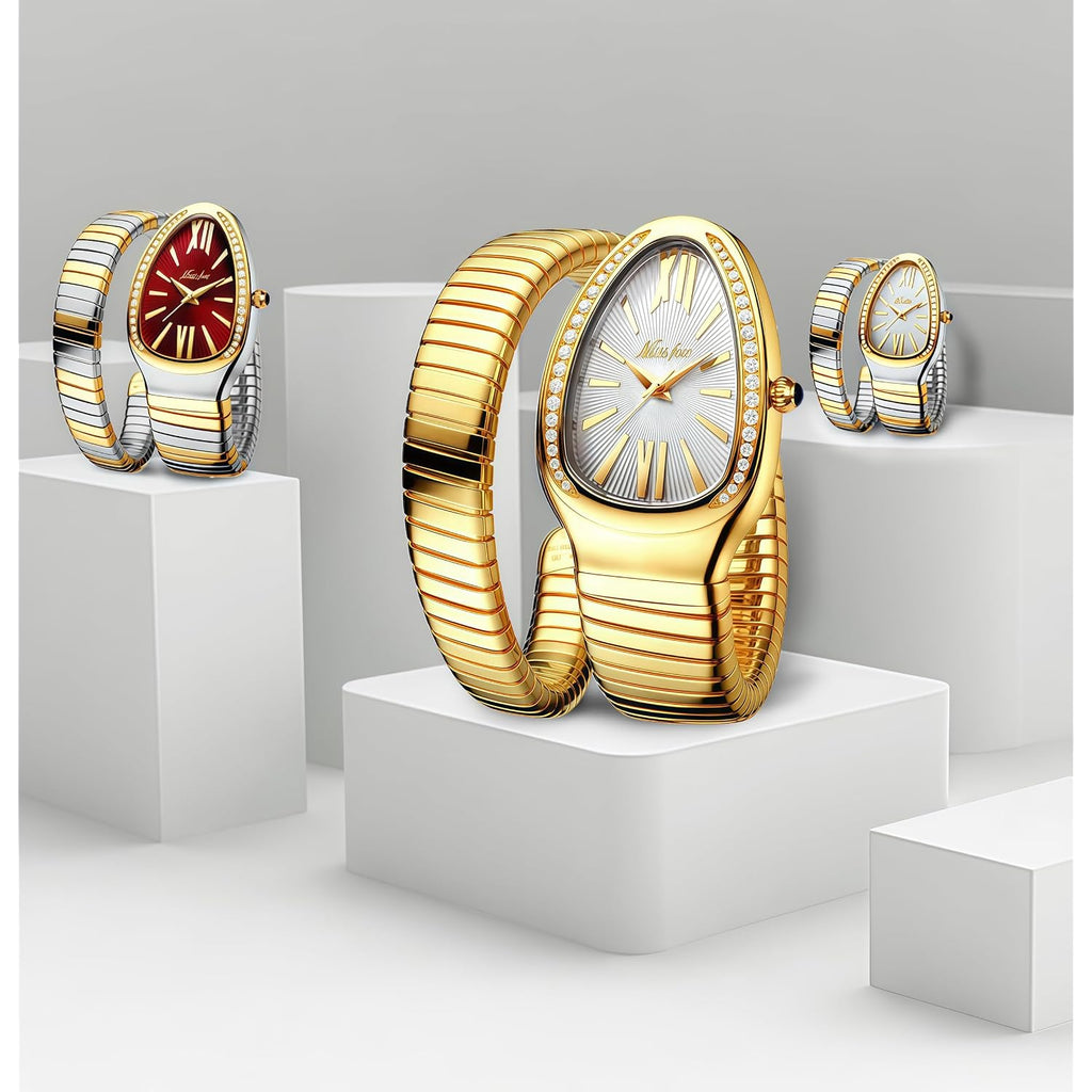 Mastop Snake Face Watch For Women 5.9-7.1In Snake Shape Face Women Watches Ladies Watches Waterproof Steel Dainty Dress Female Wrist Watches Relogio Feminino
