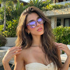 SIPHEW Polarized Sunglasses for Women & Men - UV400 Mirrored Beach Eyewear, Designer Unisex Fashion Sunglasses w/Medium Fit A02 Purple Mirror Lens