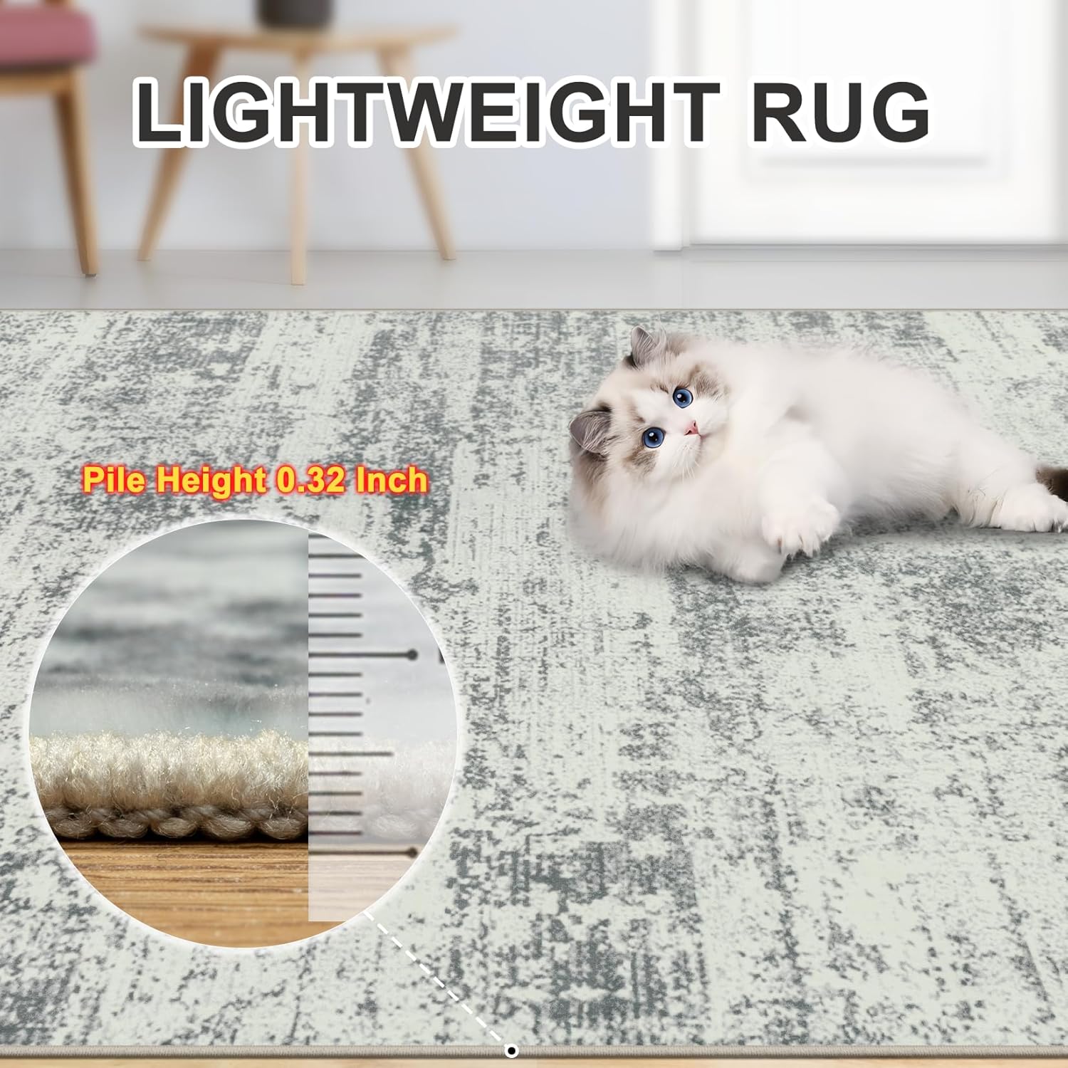 8x10 Area Rugs for Living Room - Washable Rug Modern Abstract Soft Large Neutral Non-Slip Carpet Indoor Floor Stain Resistant Thin Carpets for Bedroom Dining Room Farmhouse Nursery Home Office Grey