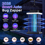 Bug Zapper Outdoor, 2026 Upgraded 3 In 1 Rechargeable Bug Zapper With 5000Mah Battery & Led Night Light, 4000V Cordless Waterproof Mosquito Zapper For Outside,Patio,Backyard,Garden Black