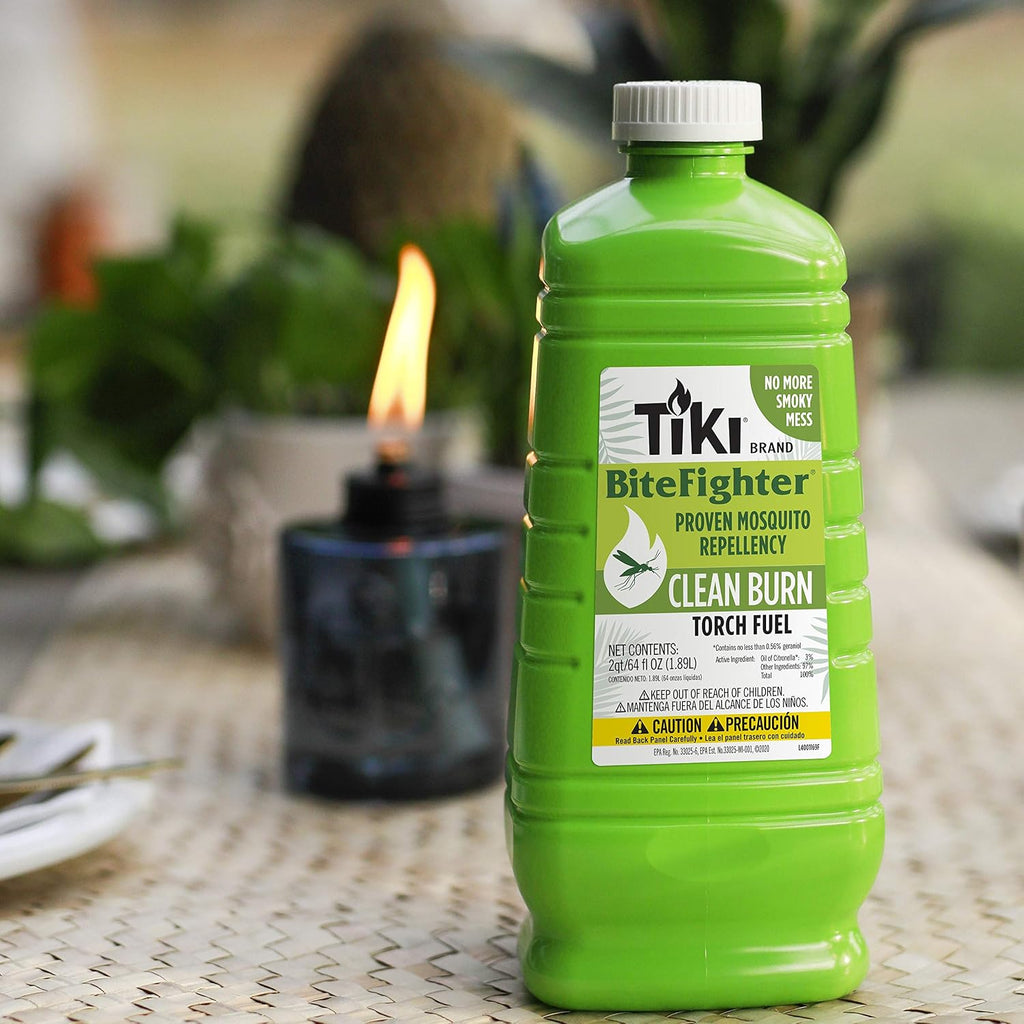 Tiki Clean Burn Mosquito Repellent Torch Fuel – 1/2 Gallon (64 Oz.), Smokeless & Low-Soot Citronella, Mosquito Repellent, Plant-Based Formula For Outdoor, Patio, Garden & Backyard Torches