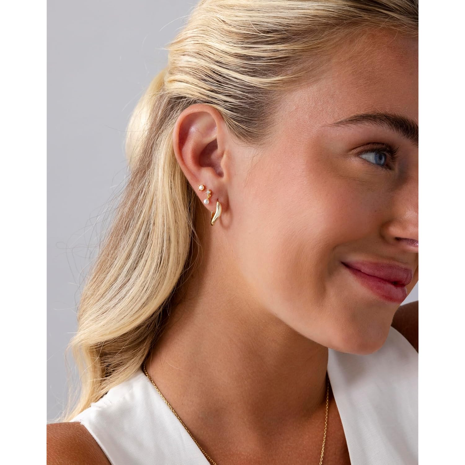 PAVOI 14K Gold Plated 925 Sterling Silver Posts Mini Stud Flat Back Earrings for Women | Helix Cartilage Piercing Jewelry | Dainty Pearl Star Cluster Cubic Zirconia Lotus Climber Screw Backs