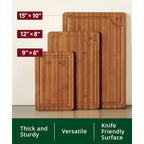 Royal Craft Wood Wooden Cutting Boards For Kitchen Meal Prep & Serving - Non Toxic Bamboo Wood Cutting Board Set With Deep Juice Groove Side Handles - Charcuterie & Chopping Butcher Block For Meat