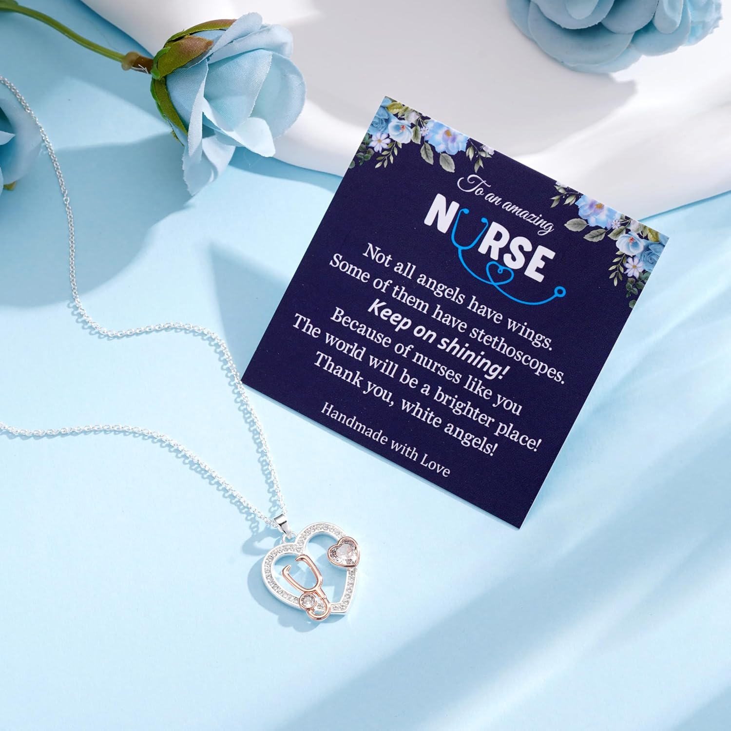 Nurses Week Gifts- Heart Stethoscope Necklace for Women,Doctor Nurse Gifts Appreciation Gifts Medical Student Christmas Gift for Women Her