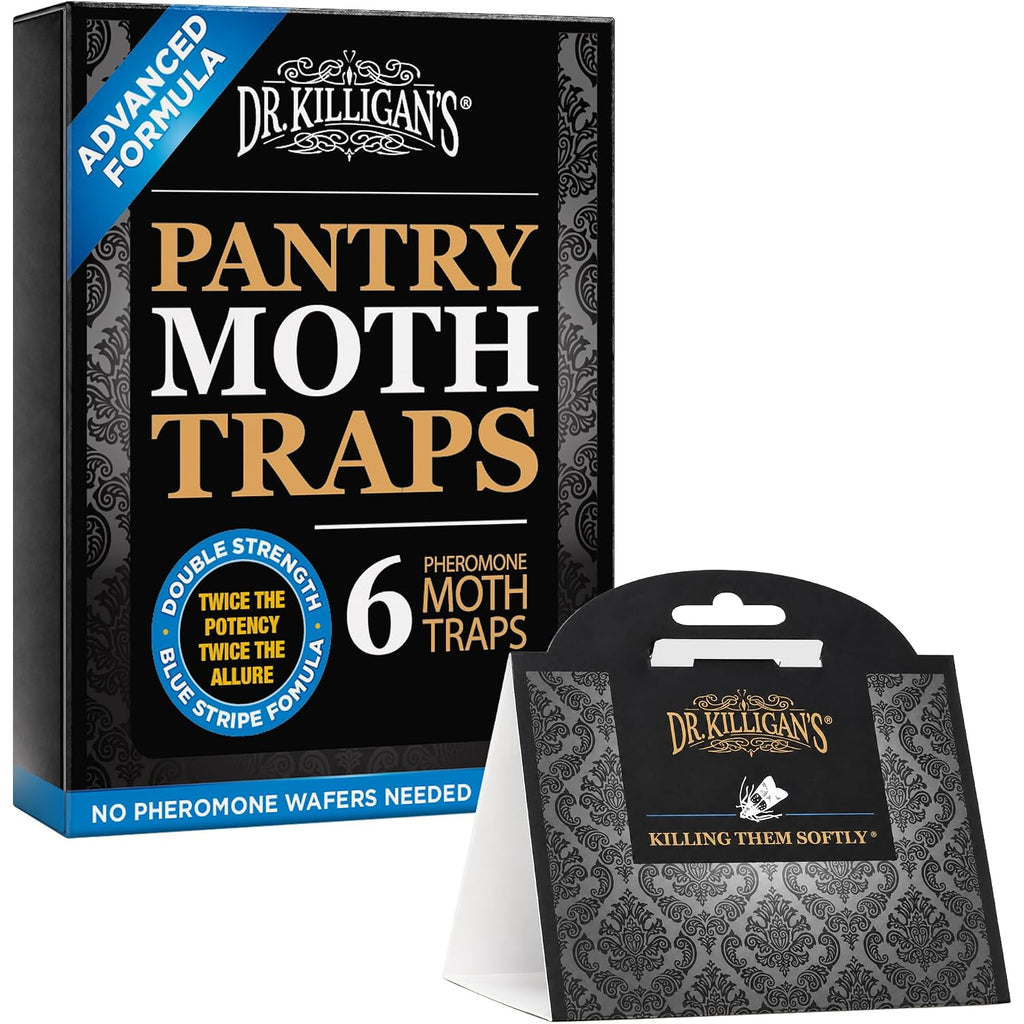 Dr. Killigan'S 6-Pack Pantry Moth Traps With Pheromones Prime - Premium Patented Double Strength Sticky Indian Meal Moth Traps For Kitchen And Pantry