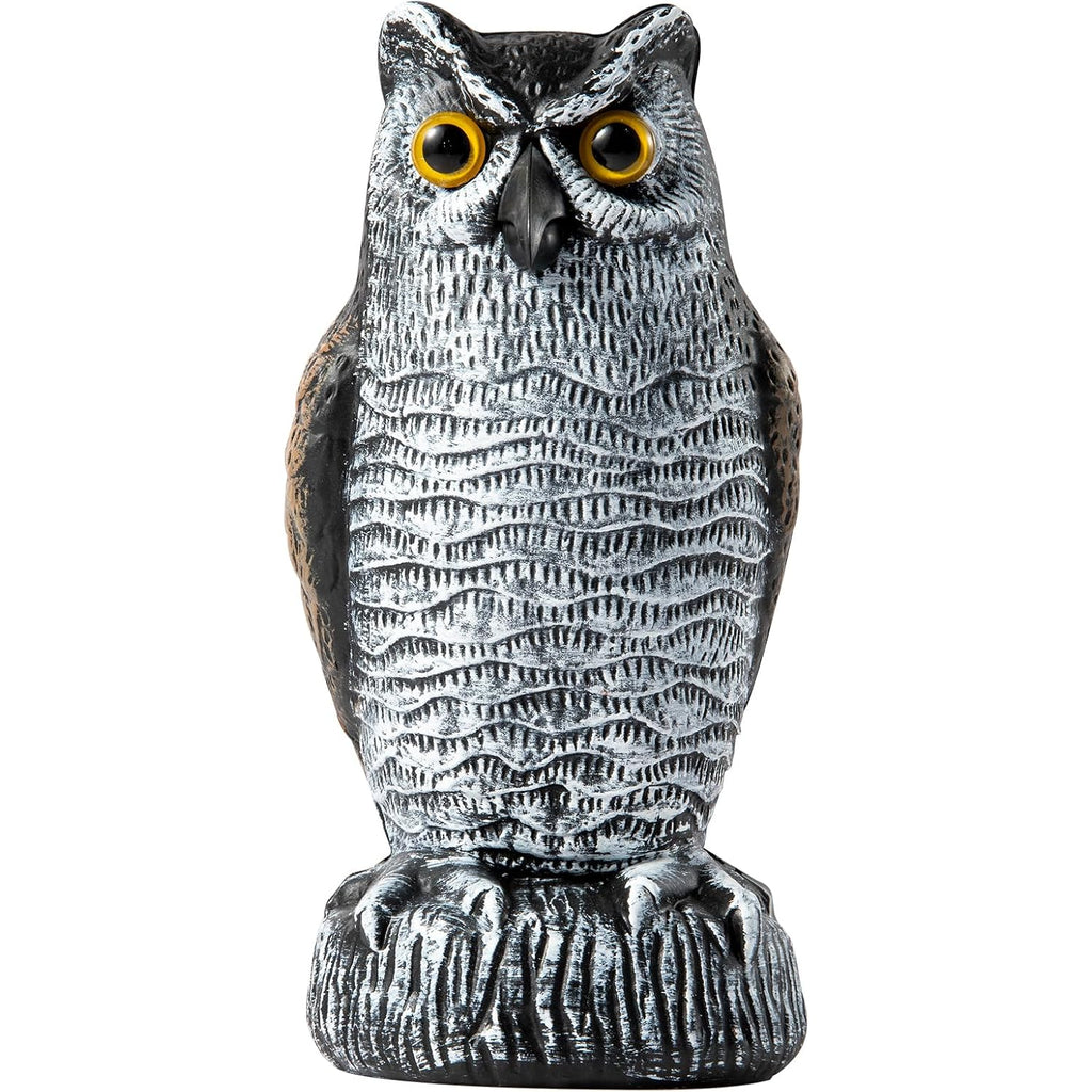 Offo Fake Owls, Plastic Owl Statue To Decorate The Garden, Porch Pool Patio Yard, Halloween Decorations For Outdoor Garden, 8.3-Inch Height, Brown And White