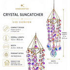 Crystal Suncatchers For Window Hanging Rainbow Maker Sun Catchers Indoor | Glass Wind Chime Garden Sun Catchers With Crystals Prisms,Whimsical Decor For Home,Handmade Gold Plated,With String & Hook