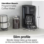 Hamilton Beach 12 Cup Programmable Hot & Iced Coffee Maker | Glass Carafe | Auto-Pause And Pour | 4-Hour Auto Shutoff | Black With Chrome Accents | 43690J