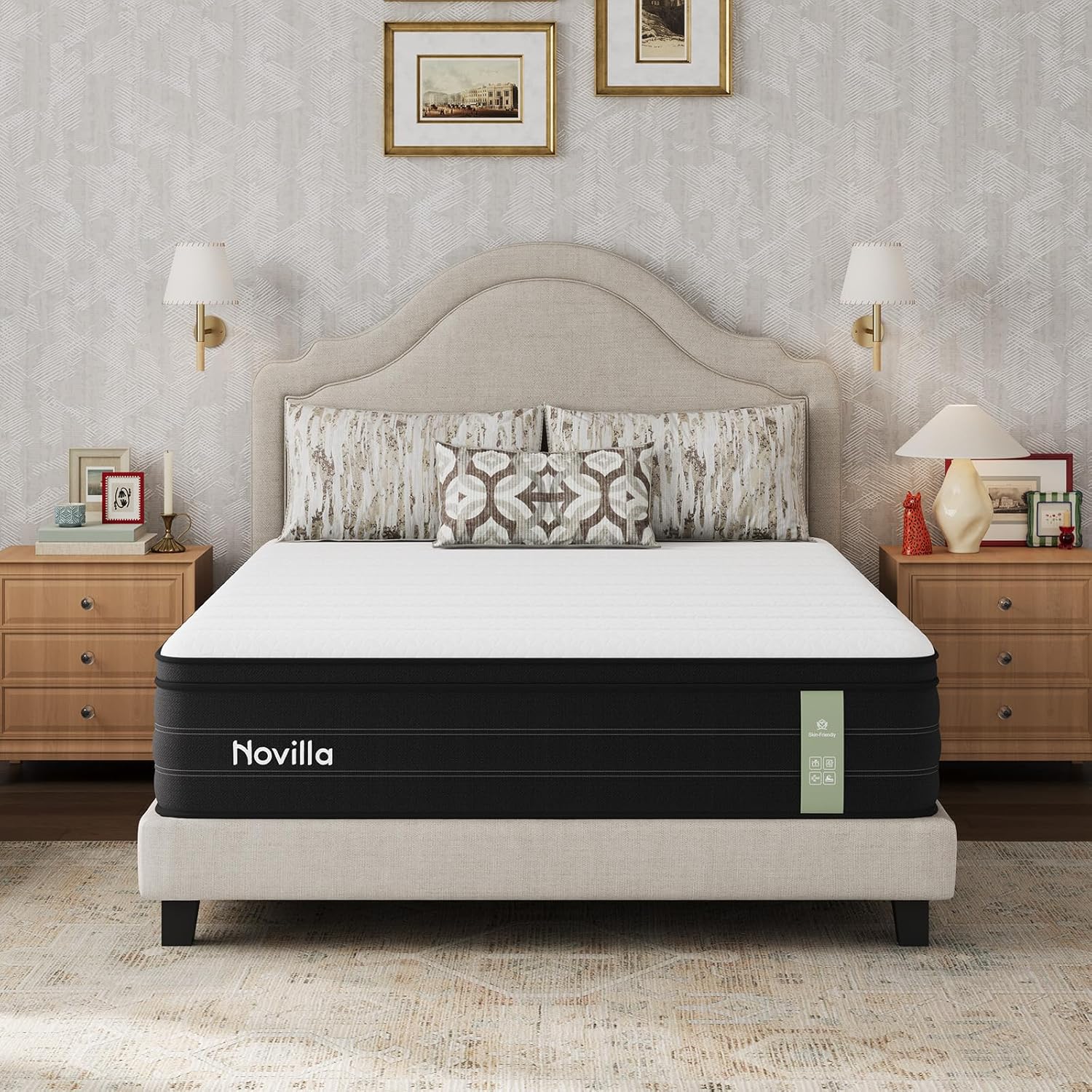 Novilla 12 Inch Queen Mattress, Cooling Queen Hybrid Mattress With Upgraded Individual Coils & Gel Memory Foam, Enhanced Support, Motion Isolation, Pressure Relief, Certipur-Us