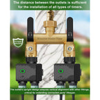 Hose Splitter 2 Way Heavy Duty, Full Flow Garden Hose Splitter With 2 Long Metal Handles, Brass Rust And Freeze Resistant Water Hose Bib Splitter, T Adapter Connector With 3/4 - Inch Ght Thread（Black）