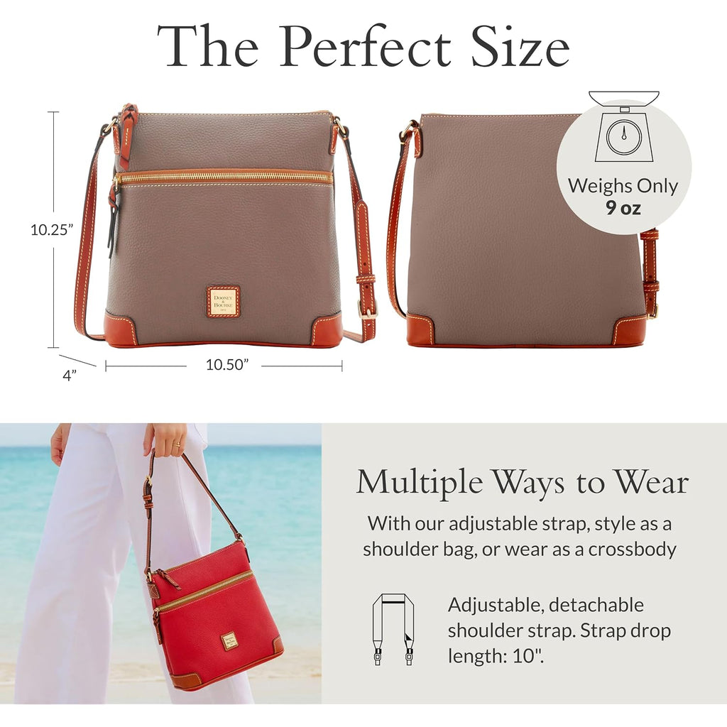 Dooney & Bourke Women'S Crossbody In Pebble Grain Leather, Large Handbag With Adjustable Shoulder Strap