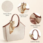 Large Straw Tote With Raffia Weaving, Sand-Resistant Shoulder Beach Bag, For Summer Vacation And Travel