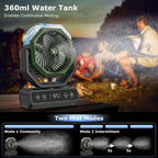 Portable Fan For Bedroom,40000Mah Rechargeable Desk Fan With Smart App Remote Control,Misting Fan With Rgb Lights,Timer,5 Speed Camping Fan For Travel,Tents,Beach,Office,Outdoor-Army Green