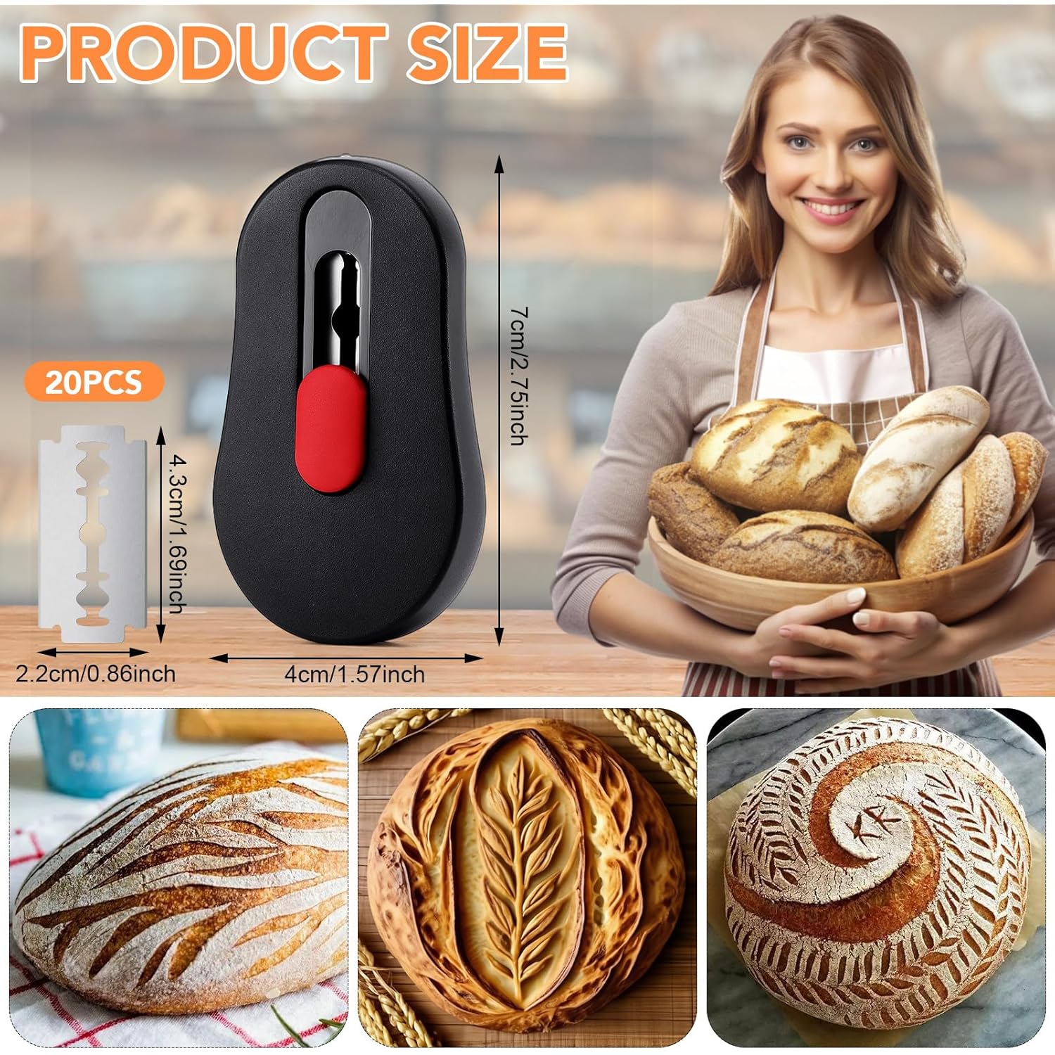 SUMAJU Magnetic Bread Lame with Extractable Blade - 20 Razor Blades,Dough Scoring Tool for Sourdough Breads baking & Bread Making Tools