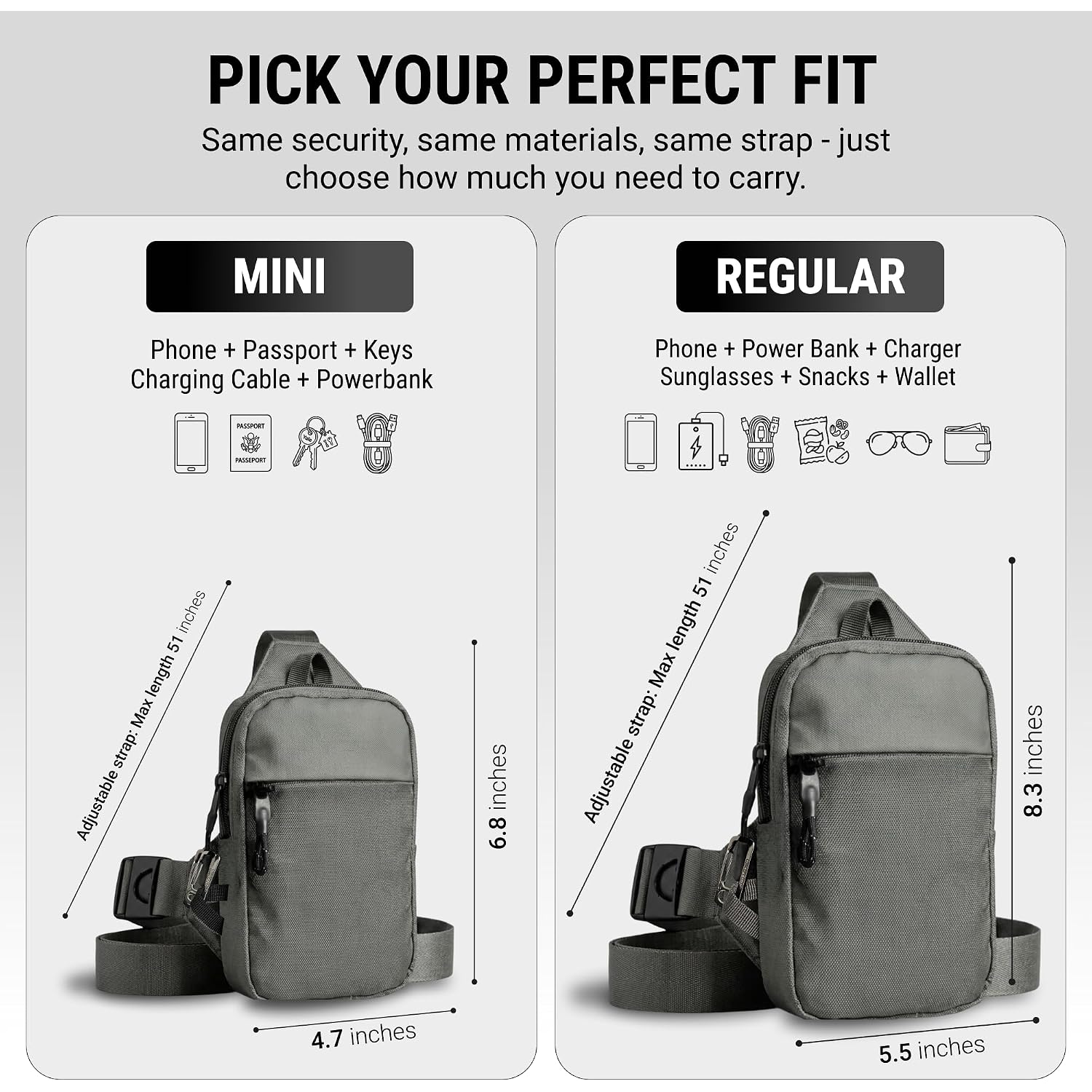 Travel Sling Bag For Men & Women - Small Water Resistant Crossbody Multipocket Chest Bag With Anti-Theft