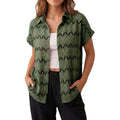 Blooming Jelly Women Casual Summer Button Down Blouse Textured Chevron Print Flowy Elegant Short Sleeve Shirt With Embroidery
