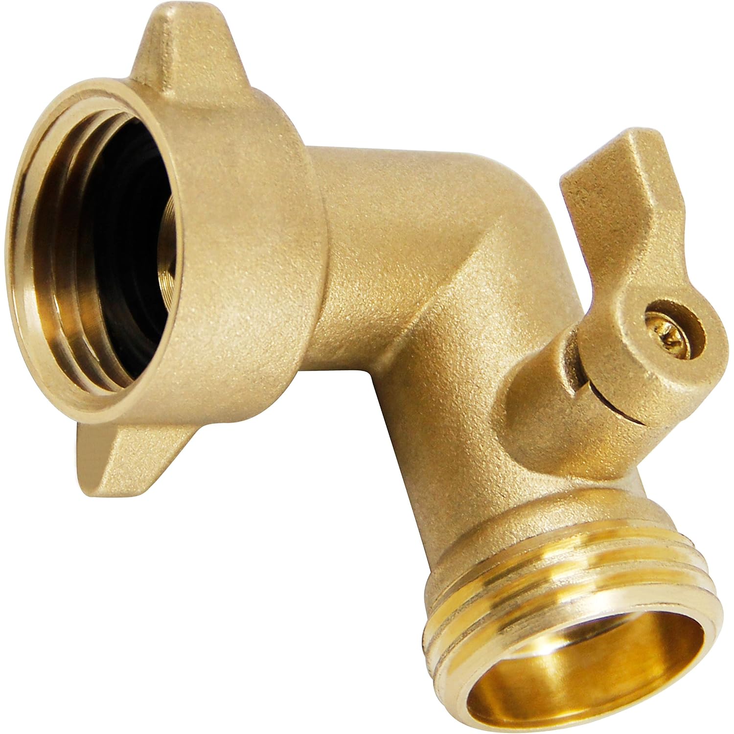Lifynste Garden Hose Elbow Connector, 90 Degree Brass Garden Hose Elbow Adapter With Shut Off Valves, 2 Pack
